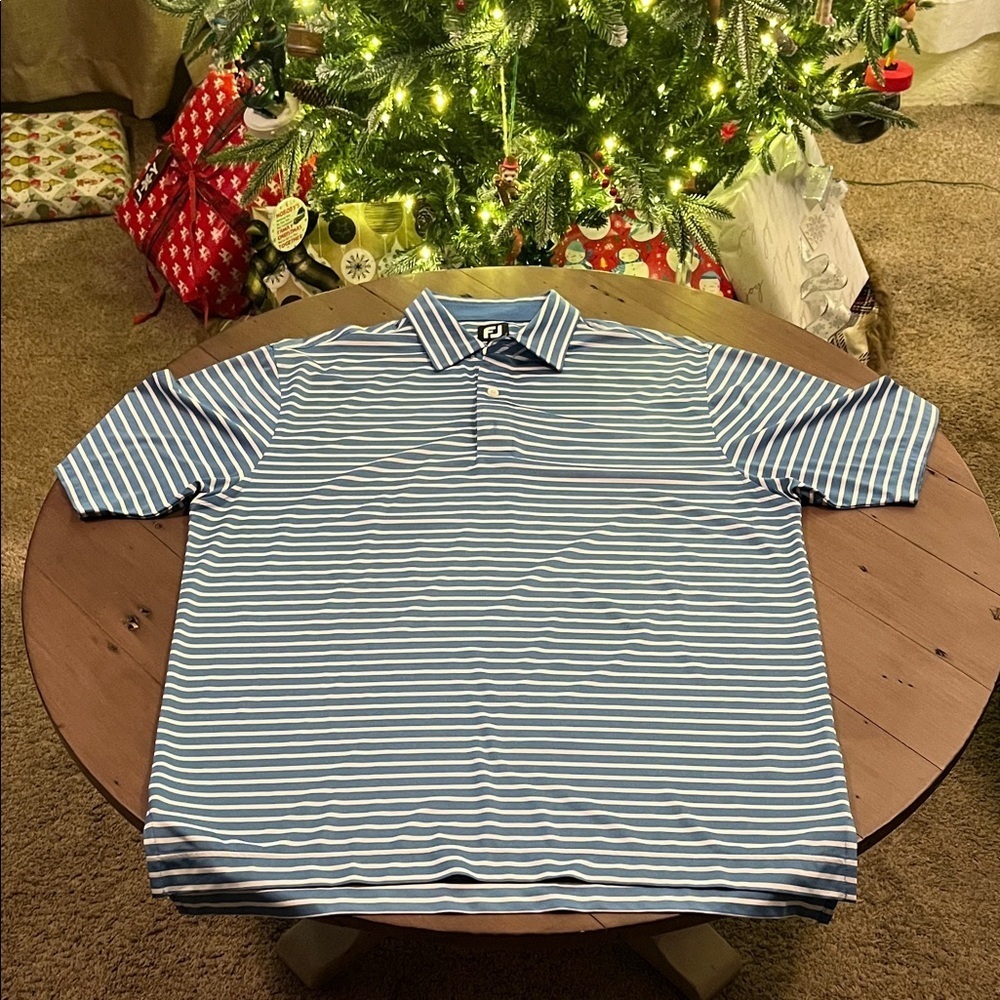 Men's FootJoy Blue Striped Polo Shirt